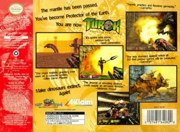 Turok - Dinosaur Hunter (USA) (Rev 1) box cover back